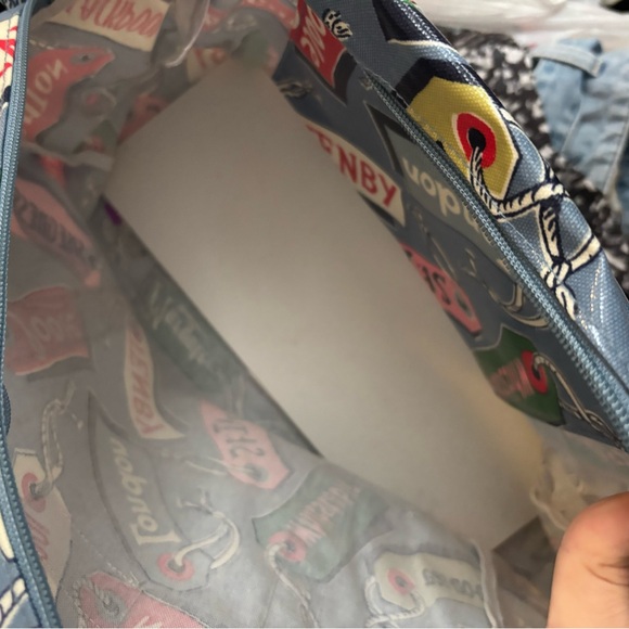 Cath Kidston Oilcloth Bag Hand Bag Travel Bag Blue - Picture 5 of 8